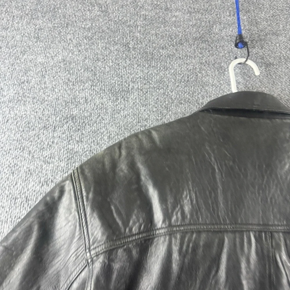 Pierre Cardin Jacket Mens XL Black Leather Bomber Full Zip Lined Insulated